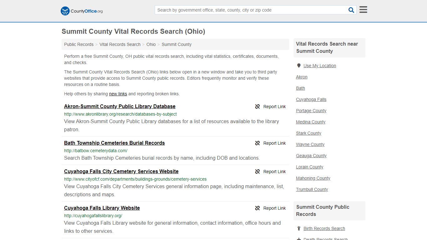 Vital Records Search - Summit County, OH (Birth, Death ...